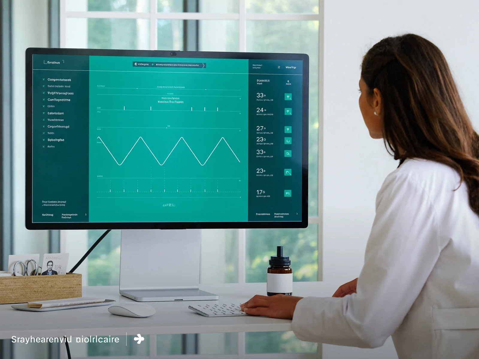 Physician monitoring patient vitals remotely